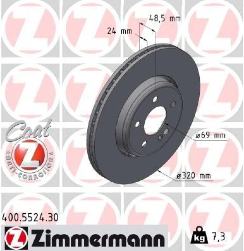 Image of ZIMMERMANN Brake disc ZIMMERMANN 400.5524.30