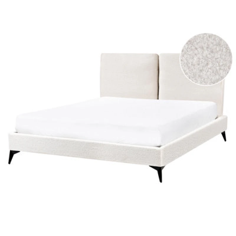Image of Beliani Bed Boucle Melle 140 X 200 Cm (Eu Double) Off-White