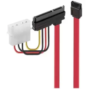 Image of LINDY Hard drives Cable [2x SATA socket 7-pin, IDE power plug 4-pin - 1x SATA socket 7+15-pin] 0.50 m Red