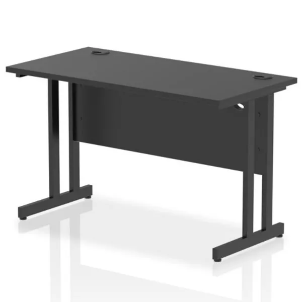 image of Impulse Impulse 1200 x 600mm Straight Office Desk Black Top Black Cantilever Leg IRDC1266BBLK