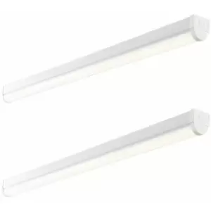 image of 2 pk 6ft High Lumen Emergency Batten Light - 68.5W Cool White LED - Gloss White