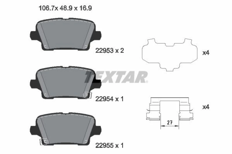 Image of Brake pad set TEXTAR 2295301