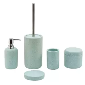 image of Showerdrape Terrazzo 5 Piece Bathroom Accessory Set Duck Egg