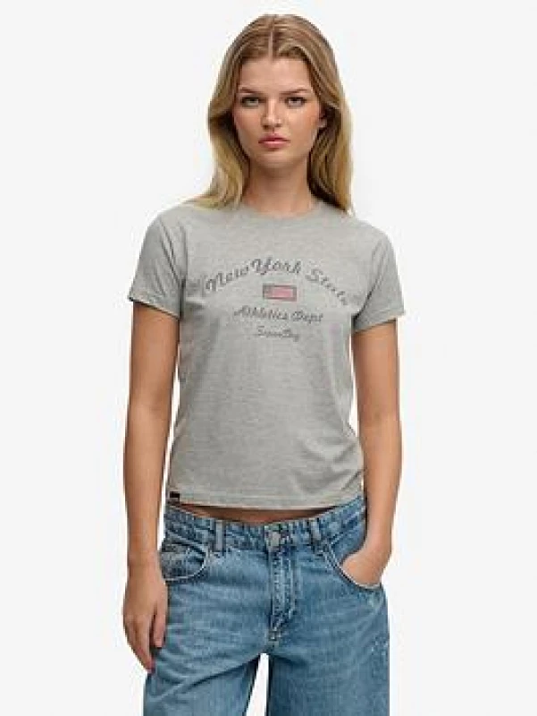 Image of Superdry Womens T-Shirt Superdry Athletic Essentials Graphic Gris Female XS