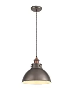 Image of Medium Ceiling Dome Pendant, 1 x E27, Antique Silver, Copper, White
