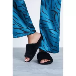 Image of I Saw It First Black Soft Fluffy Slip On Slipper - Black