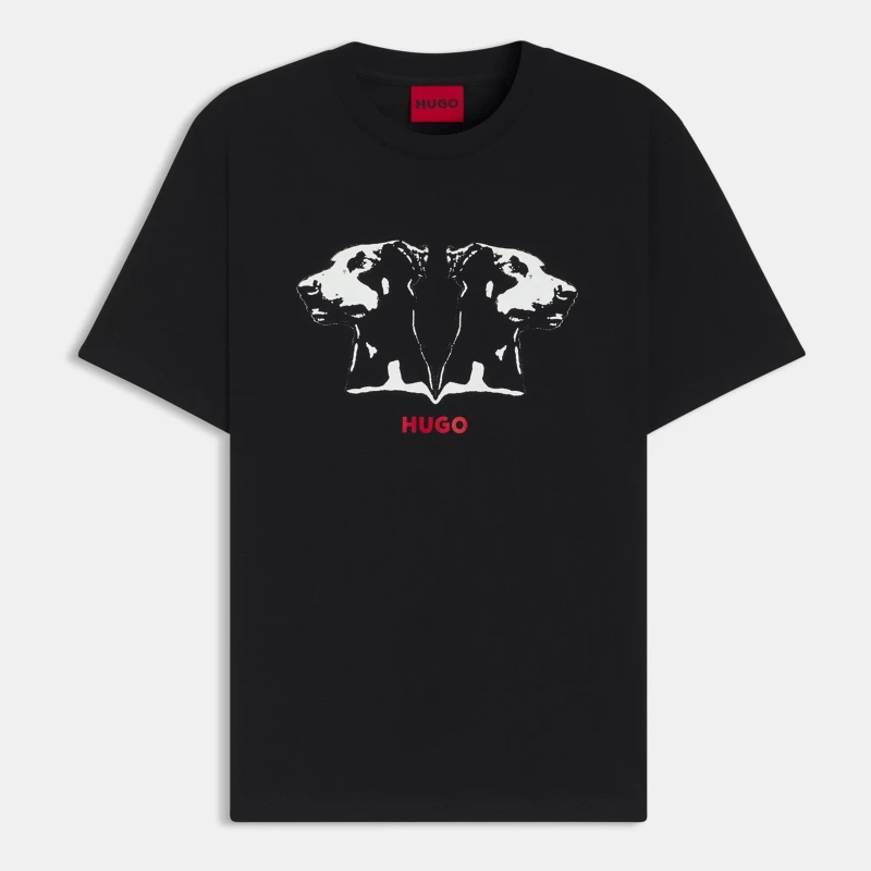 Image of Hugo Dobermann Print T-Shirt Black 001 male XS
