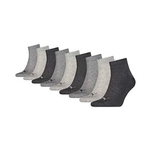 Image of Puma Short Crew Unisex Sports Socks with Terry Sole Pack of 9, Unisex, 800 - anthraci/l mel grey/m me, 47-49 (EU)