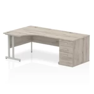 Impulse 1600 Left Hand Cantilever Workstation 800 Pedestal Bundle Grey Oak