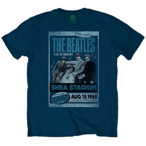 image of The Beatles Shea Stadium 1965 Mens Medium T-Shirt - Light Navy