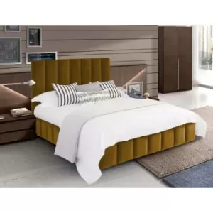 Image of Envisage Trade - Nora Upholstered Beds - Plush Velvet, Super King Size Frame, Mustard - Mustard