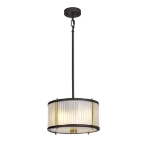 Image of Corona Cylindrical 2 Light Pendant, Museum Bronze, Frosted Glass