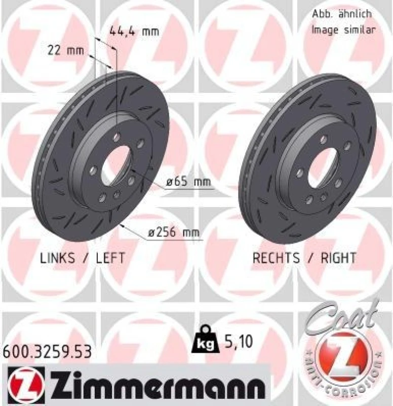 Image of ZIMMERMANN Brake disc ZIMMERMANN 600.3259.53