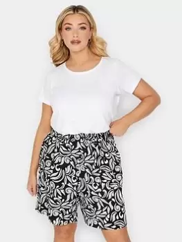 Image of Yours Monochrome Swirl Shorts - Black, Size 16, Women