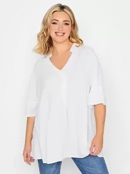 Image of Yours Pleat Front Shirt White, Size 16, Women