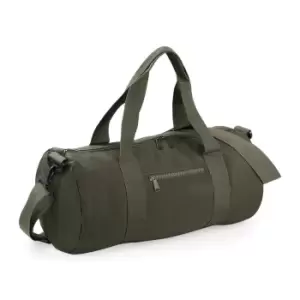 image of Bagbase Plain Varsity Barrel / Duffle Bag (20 Litres) (One Size) (Military Green/Military Green)