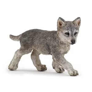 image of PAPO Wild Animal Kingdom Wolf Cub Toy Figure, Three Years or Above, Grey (50162)