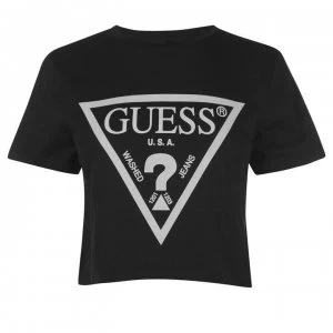 Guess Logo Crop T Shirt - Black A996