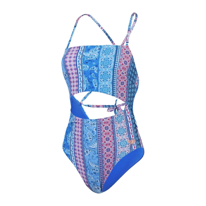 Image of Speedo Womens One Piece Swimsuit Blue/Pink female 16 (XL)