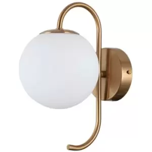 image of Italux Gela - Industrial And Retro Wall Lamp Honey Brass 1 Light with White Shade, G9