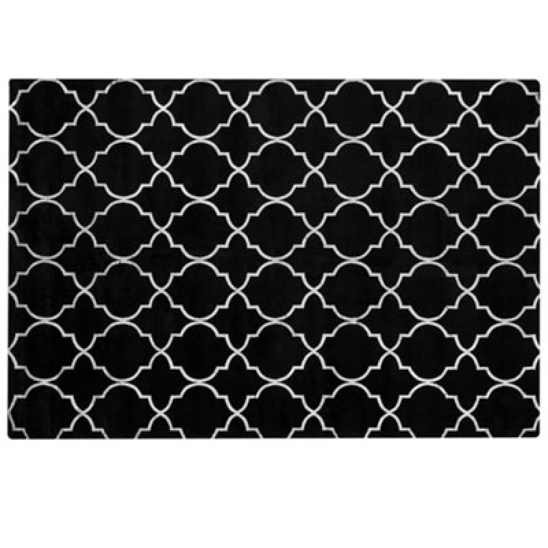 Image of Beliani Rug Yelki Black 140 X 200 Cm Viscose