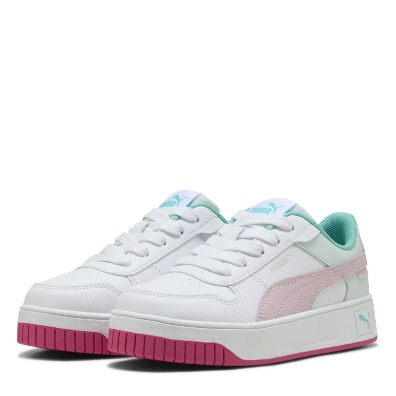 Image of Puma Unisex Kids Carina Street Low-Top Trainers White/Pnk/Bl unisex C10 (28)
