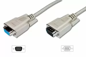 image of Digitus 2x HD15, 5m VGA cable VGA (D-Sub) Beige