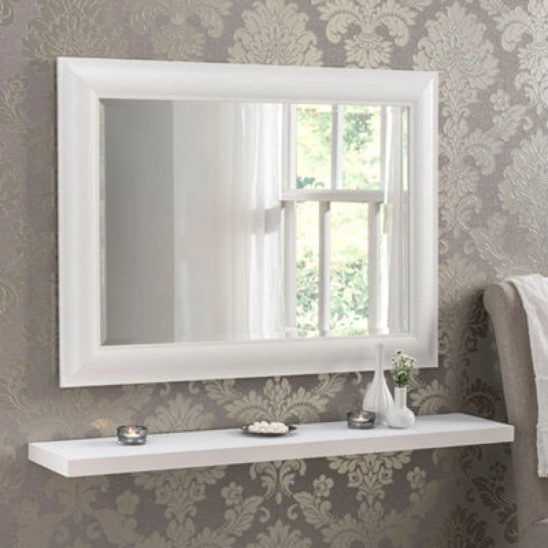 Image of Yearn Textured White Framed Wall Mirror 77X62Cm