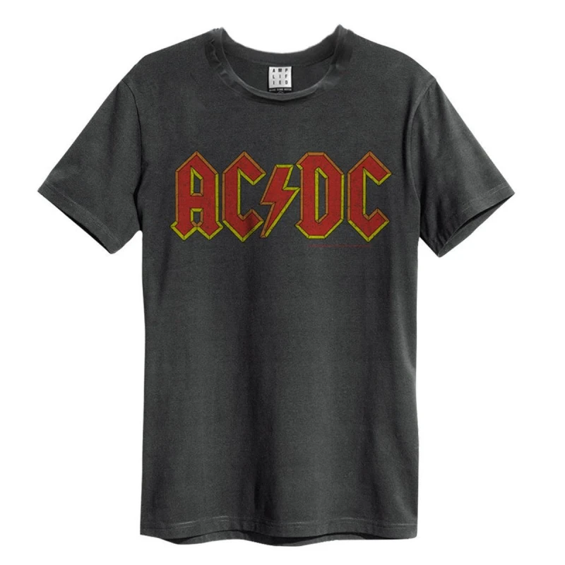 Image of Amplified Amplified Men AC DC Logo T-Shirt in Charcoal Size: Small Charcoal S Male 5063470012633