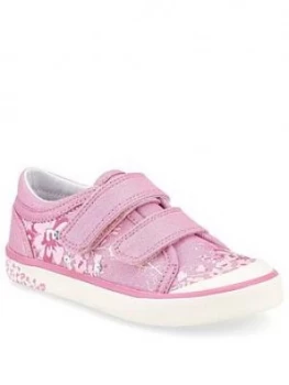 Image of Start-rite Girls Flower Glitter Canvas Strap Plimsoll - Pink, Size 9.5 Younger