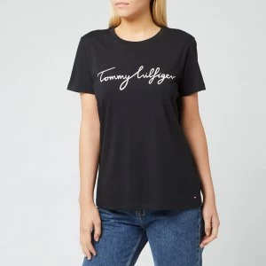 Image of Tommy Hilfiger Womens Heritage Crewneck Graphic T-Shirt - Masters Black - M