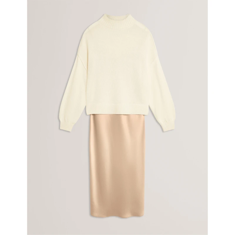 Image of Ted Baker Womens Knitted Jumper Dress Natural female 8 (XS)