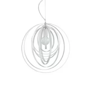 image of Disco 1 Light Spherical Cage Ceiling Pendant White, E27