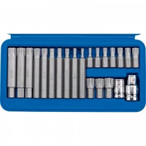Image of Draper 22 Piece 3/8" and 1/2" Drive Ribe Socket and Bit Set Combination 100mm