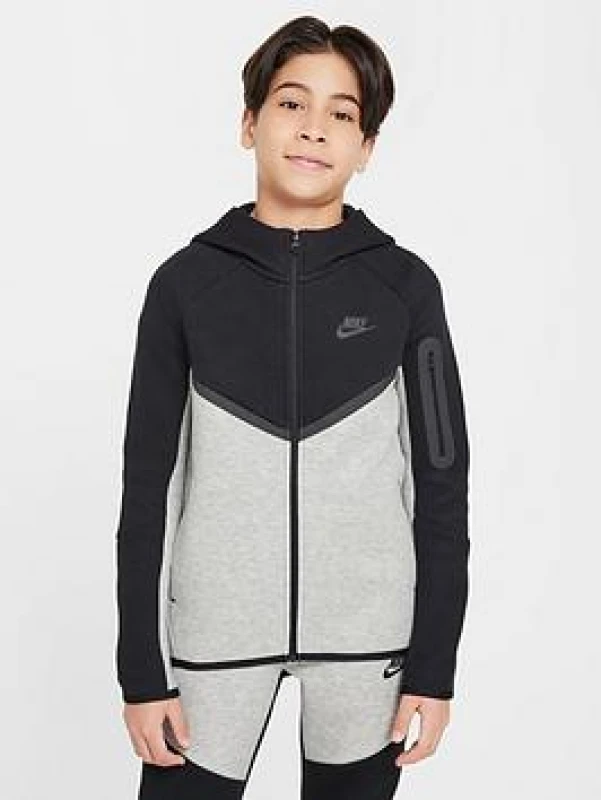 Image of Nike Sportswear Tech Fleece Full-Zip Hoodie Juniors - Black Male 11 - 12 Years