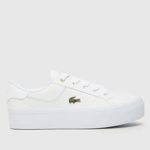 Image of Lacoste ziane platform trainers in white & gold White & Gold UK 3 (EU 35½)