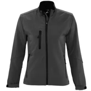 image of SOLS Womens/Ladies Roxy Soft Shell Jacket (Breathable, Windproof And Water Resistant) (L) (Charcoal)