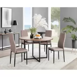Image of Furniture Box Adley Brown Wood Storage Dining Table and 4 Cappuccino Milan Black Leg Chairs