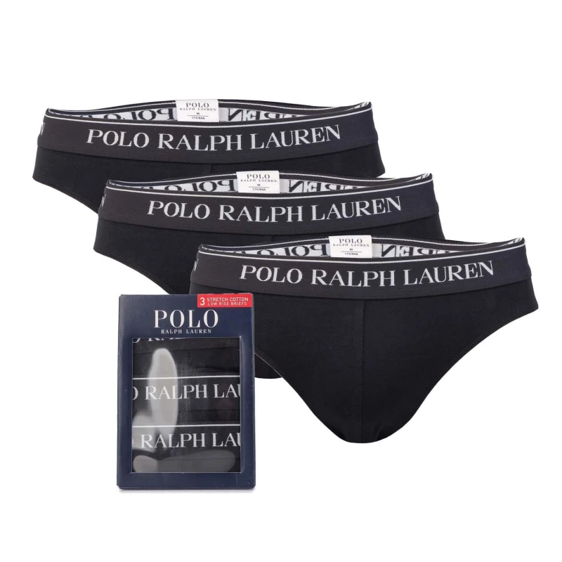 Image of Polo Ralph Lauren Mens 3 Pack Briefs - Black/Multi Waistband - L Multi Underwear and Nightwear male 714835884002 L