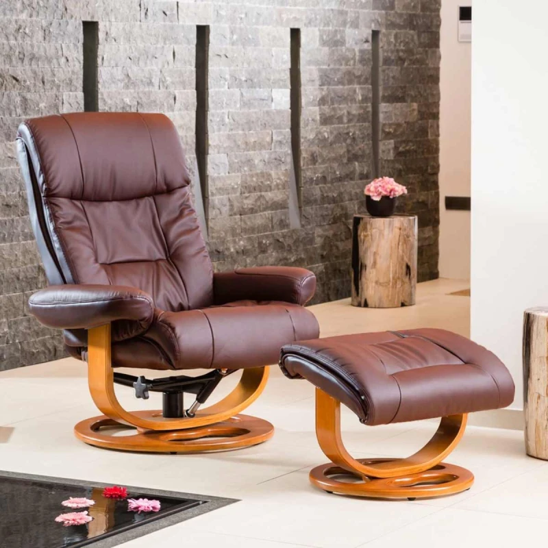 Image of Artemis Home Barriston Swivel Recliner with Massage & Heat in Burgundy Burgundy Unisex