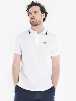 Image of Barbour Barbour Otterburn Tipped Collar Polo Shirt, White Size M Men