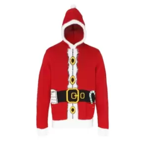 image of Christmas Shop Adults Unisex Hooded Santa Design Jumper/Sweatshirt (S) (Red)