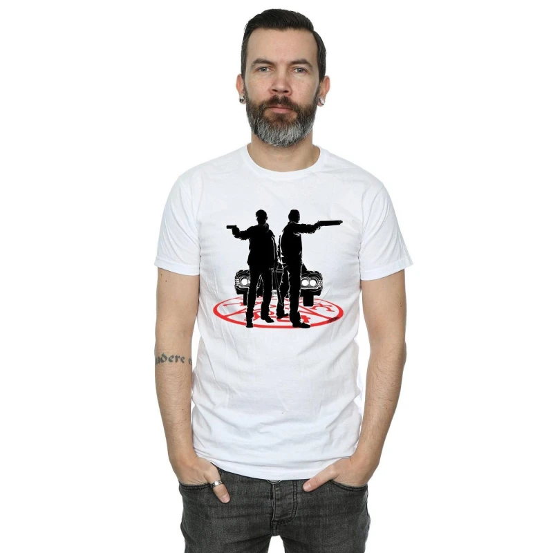 Image of Supernatural Supernatural Men Sam And Dean Silhouette T-Shirt in White Size: Small White S Male 5057245668040