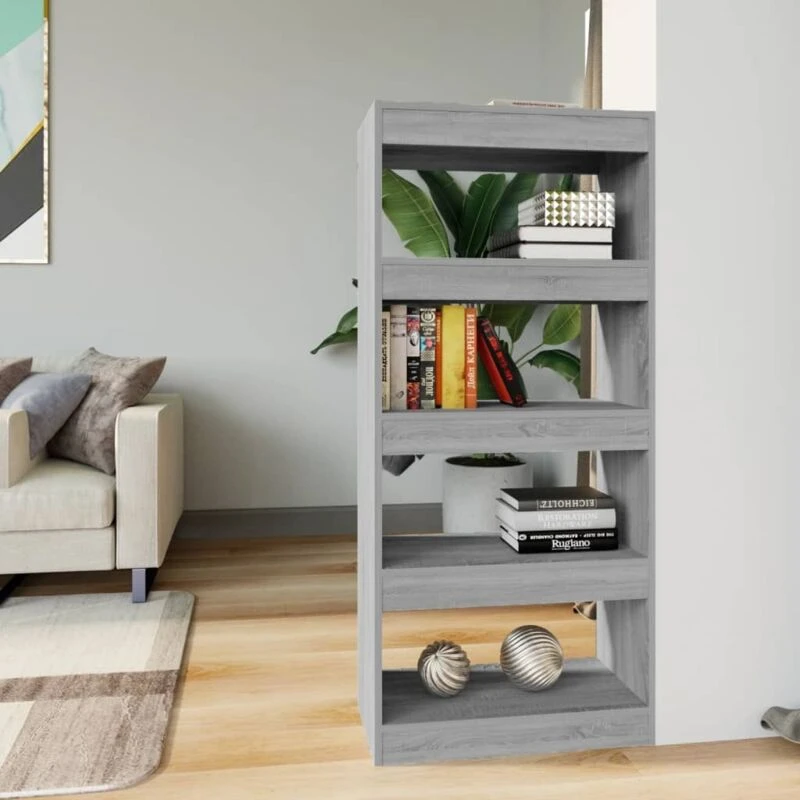 Image of VIDAXL Book Cabinet/Room Divider Grey Sonoma 60x30x135cm Engineered Wood Vidaxl 8720286844373