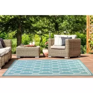 Image of Terrace Spanish Tile Flatweave Outdoor Indoor Teal Rug in 150 x 230cm (411x7'7'')