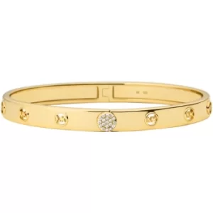 image of Ladies Michael Kors 14K Gold-Plated Sterling Silver MK Logo Bangle Bracelet