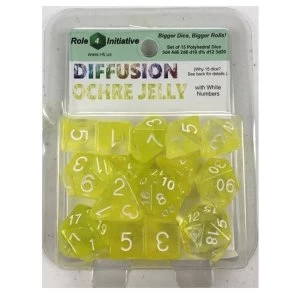 Image of Diffusion Ochre Jelly Poly 15 Set Dice