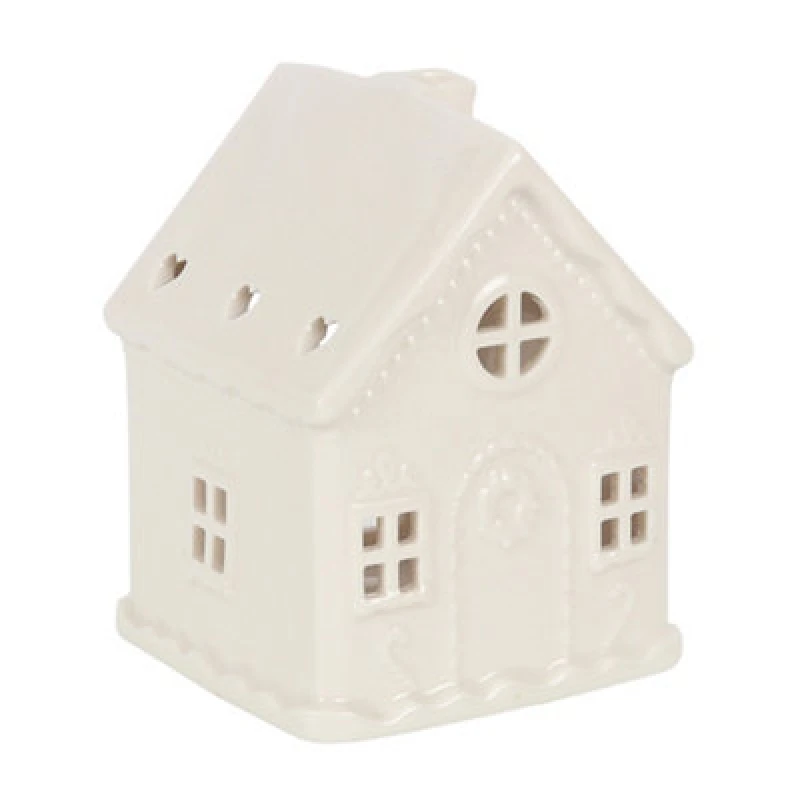 Image of Something Different Something Different Gingerbread House Tea Light Holder in White White One Size Unisex 5063107650283