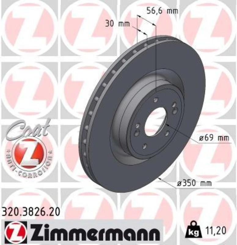 Image of ZIMMERMANN Brake disc ZIMMERMANN 320.3826.20