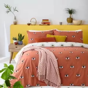Image of Furn. Theia Double Duvet Cover Set Cotton Clay Pink